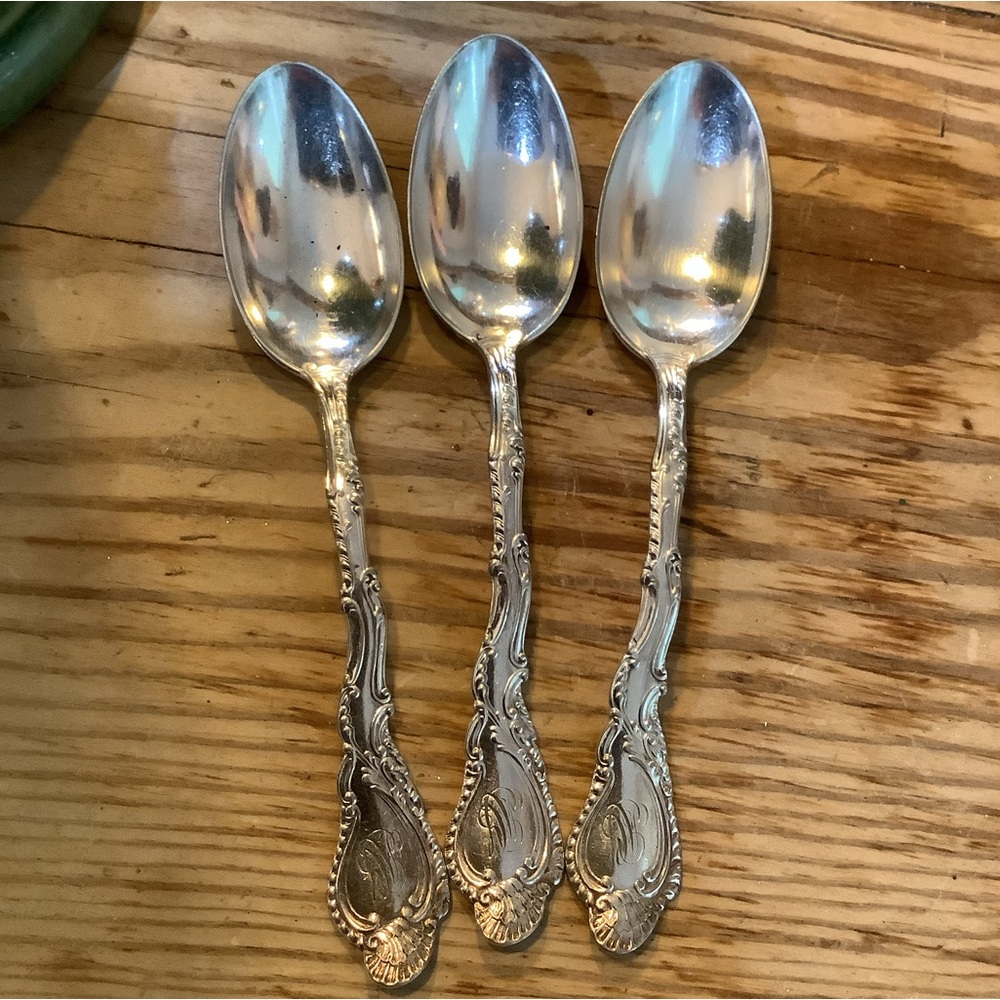 Antique Vintage Set of 3 Silver Plate Teaspoons